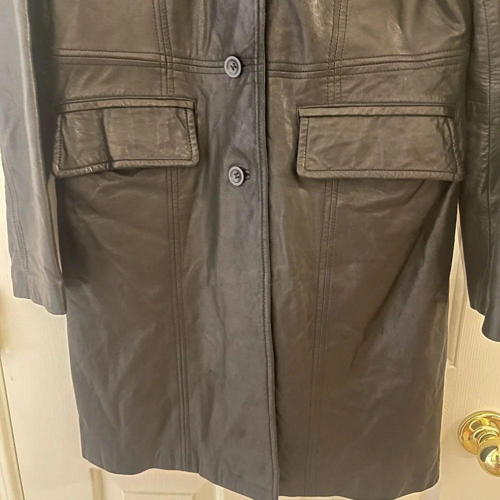 Brandon James Longline Lambskin Leather Coat - Picture 5 of 8
